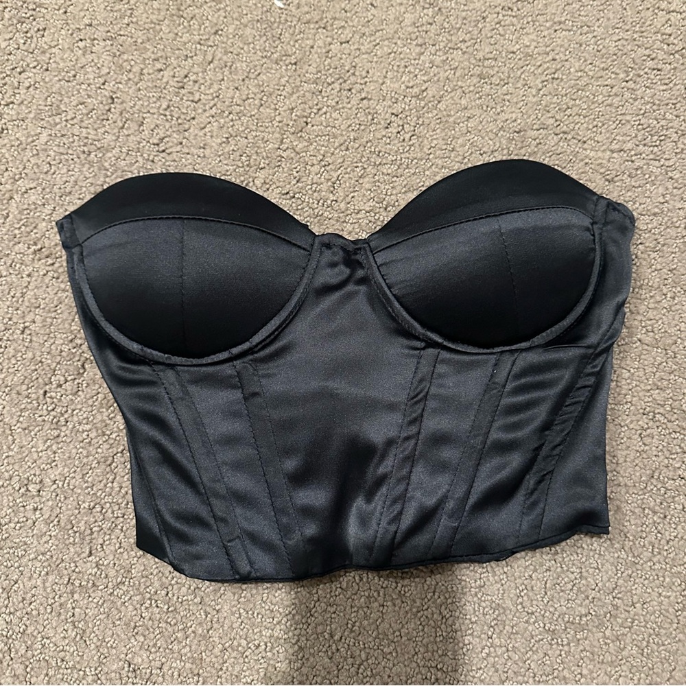Princess Polly Black Corset Top with Lace up Back